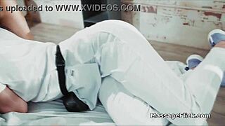 Pretty blonde gives a sensual massage with oil and then gives a blow job
