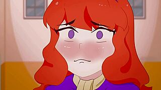 Sultry redhead Daphne in toilet escapade in hentai parody