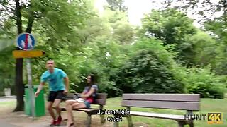 Czech cuckolding scene with an old man watching his girlfriend get blown by a young man