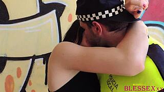 Police officers seduce a student in this amateur porn video