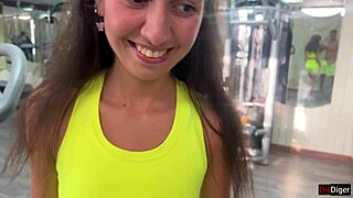 Fitness trainer and Katty engage in steamy gym session