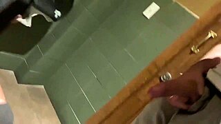 Public bathroom action with amateur couple at night club