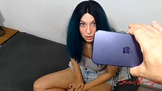 My step-sister has blue eyes and gets a big cock in her ass in a hot scene