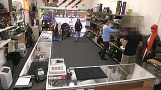Hardcore store scene with an amateur bimbo and a cock sucking game