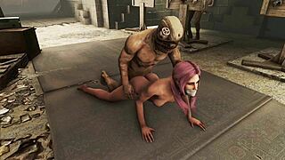 Pink-haired beauty gets into some kinky action in Fallout 4