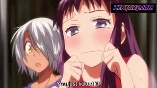 Tiny boobed anime girl deepthroats big cock in front of virgin gamer boy