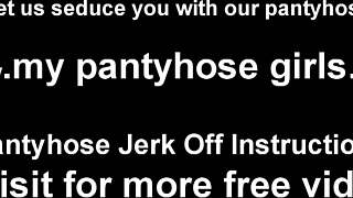 Solo pleasure experience with black pantyhose and upskirt shots