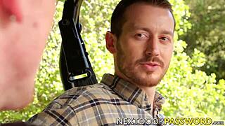 Gay man gets raw sex from his friend after giving a blowjob outdoors
