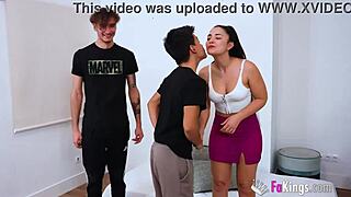 Spanish beauty gets banged hard in a group session