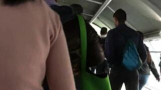 Street hidden camera captures a puffy nylon jacket wearing girl in action