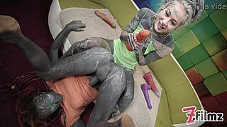 Skinny tattooed slut gets her ass stretched and fucked