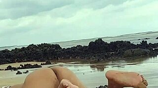 Hot Latina shemale Ladysilva goes wild on the beach