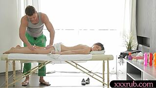 Fantina gets a sensual massage with a dirty twist from her masseur