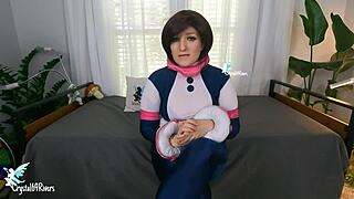 Young beauty with large breasts dominates while you pleasure yourself