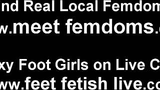 Foot fetish video with femdom and foot job with Ashley and Cherry