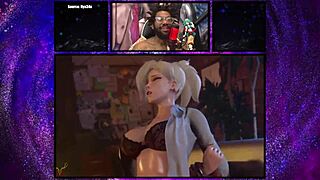 Beautiful doctor Mercy cures her patients with her sweet pussy in this animated game