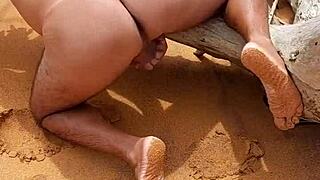 Hot marina's anal sex on the beach is lit