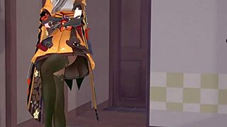 See-through chiori gets a wet and wild blowjob in Genshin