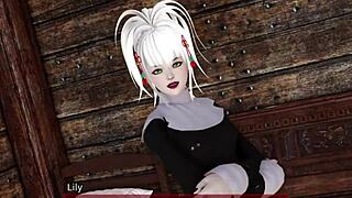 Horny nun gives a blowjob in hot 3D game