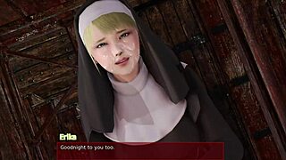 Horny nun gives a blowjob in hot 3D game