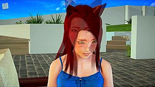Family affairs with a red-haired girl in visual novel