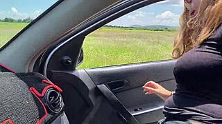 Amateur couple seduces a chubby teen and gives her a ride