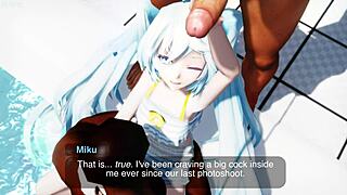 Miku’s wet and teasing solo in the pool