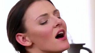 Beautiful women enjoy hot lesbian action with double penetration