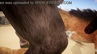 A gay anal scene of Minotaur and lion in a wildlife setting