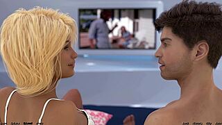 Date night with a blonde virgin in a 3D adult cartoon