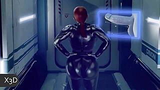 3D animated porn with a dark theme featuring a cowgirl ride and deepthroat action