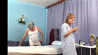 Beautiful teenage massage therapist Rachel Evans has a steamy experience with a much older man