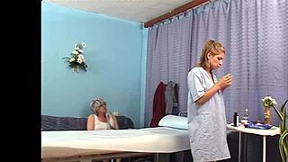 Beautiful teenage massage therapist Rachel Evans has a steamy experience with a much older man