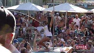 Sluts at a pool party in Key West show off their asses and tits