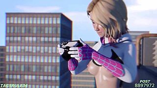 3D animated porn with Gwen Stacy from Spider-Man comics and other cartoons