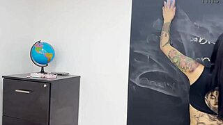 A pretty teacher masturbates in her classroom