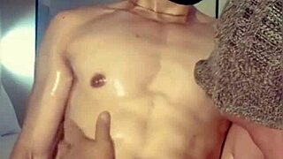 Two amateurs give a blowjob and a handjob with nipple sucking and analingus to one big cock