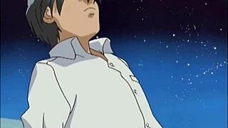 Beautiful anime woman with large breasts enjoys oral sex
