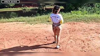 Big black cock lover gets a creampie in public