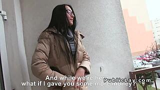 A hot European woman with glasses has rough sex in public (POV)