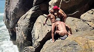 Gay orgy with native fishermen on Gloryhole Beach in Brazil