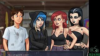 Redhead Eve in role play game on motorcycle in Summertime Saga ep 83