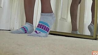 Black puma socks fetish with ebony booty