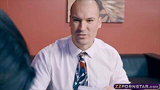 Big-boobed office slut in stockings gives blowjob and anal sex