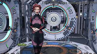 3D cartoon of stranded milf in space with Asian scientist