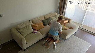 Hidden camera captures a taboo encounter between a married man and his young Asian babysitter