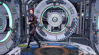 3D cartoon of stranded milf in space with Asian scientist