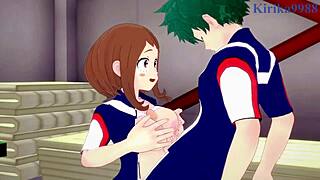 Ochako and Izuku's passionate encounter in My Hero Academia