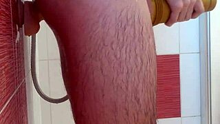 Solo boy’s steamy shower scene with anal toy play and hot cum shot