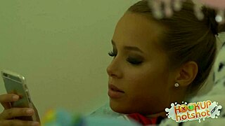 Lovely little Liza Rowe gets a cum covered facial